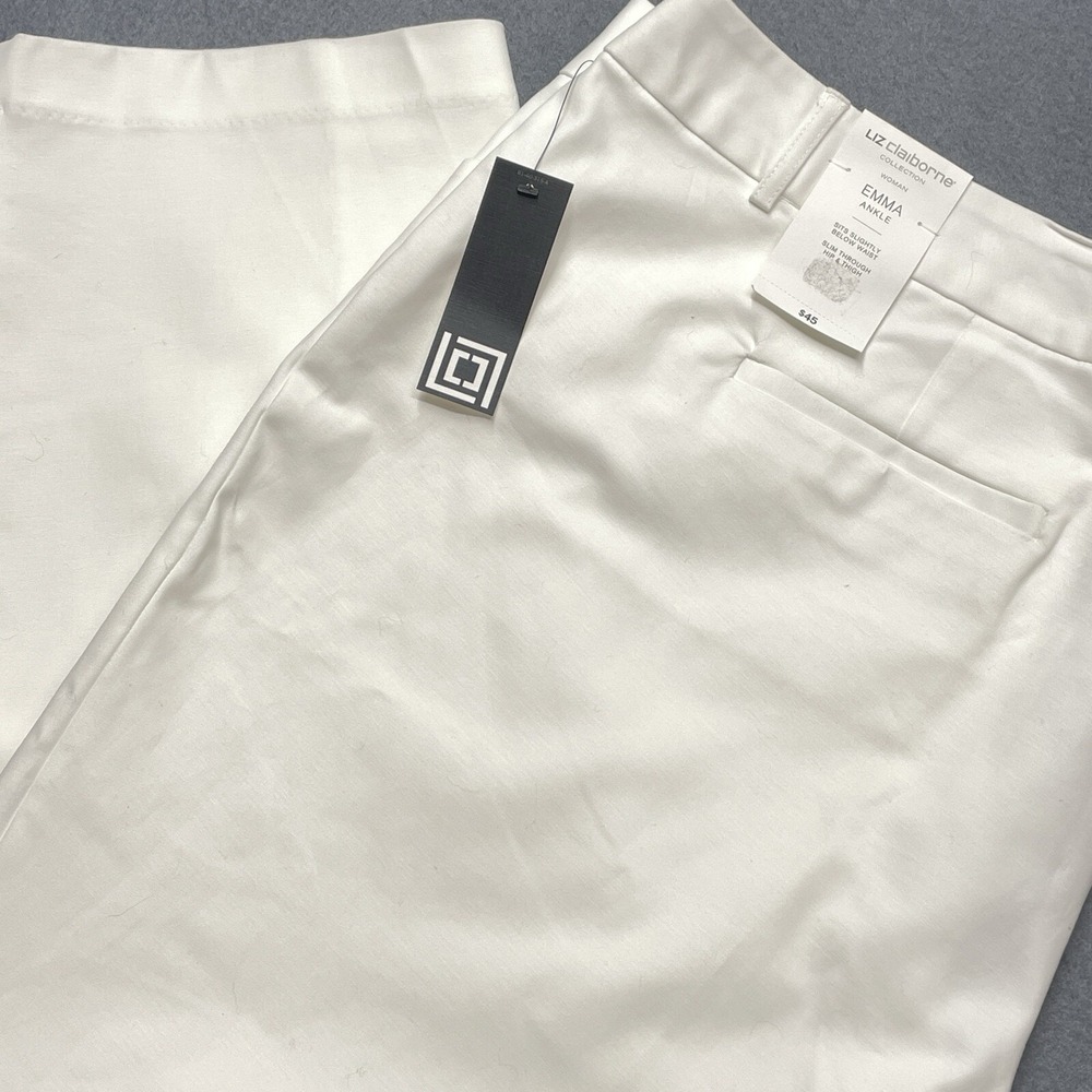 Liz Claiborne 24W Emma Ankle Stretch‎ Straight Career Slacks Chino Pants NEW